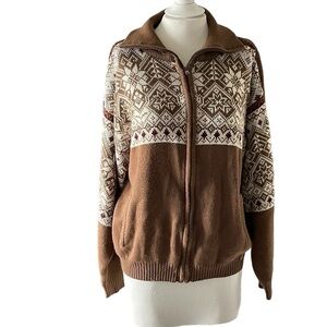 1980's Haband Cardigan Full Zip Large-Hipster-Boho-Ski Preppy-Fall Sweater